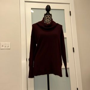 Rachel Zoe, deep purple/burgundy merino wool cowl neck sweater, size L